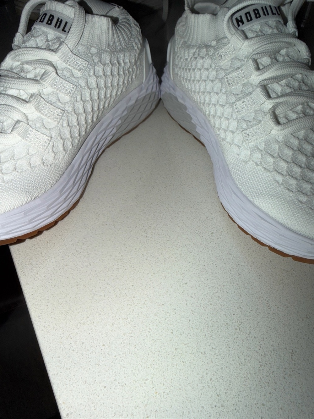 NOBULL White Knit Athletic Shoes with Brown Toe Caps - Picture 6 of 7